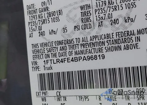 2011 Ford Ranger Xlt из США, поврежденный, VIN 1FTLR4FE4BPA96819